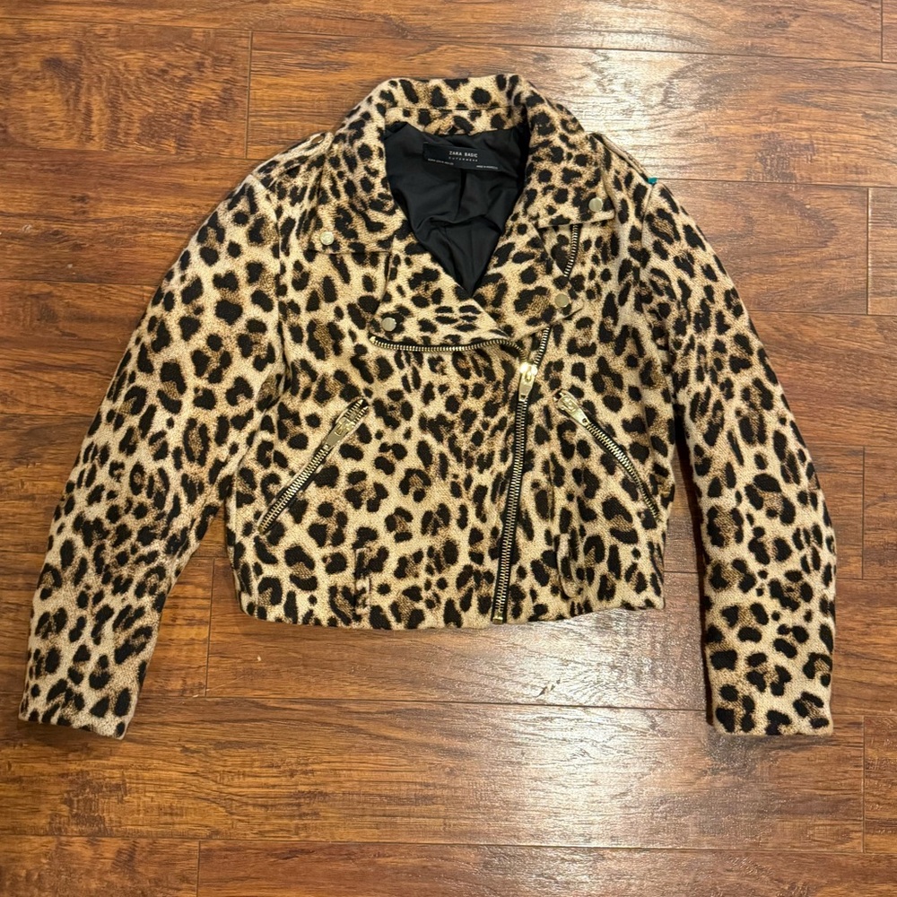 Zara Cropped Animal Print Jacket